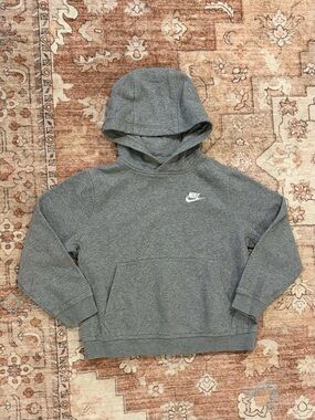 5/$20 Nike Kids Gray Hooded Sweatshirt with White Logo